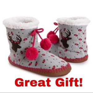 NWT Muk Luks Heather Red Deer Slipper Boot - L/XL